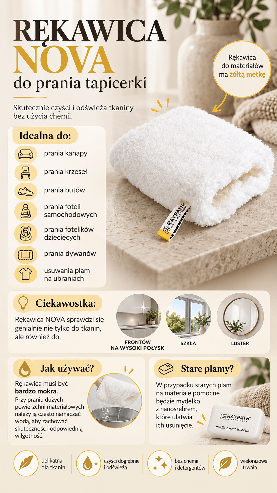Rękawica Raypath biała z żółtą metką NOVA
